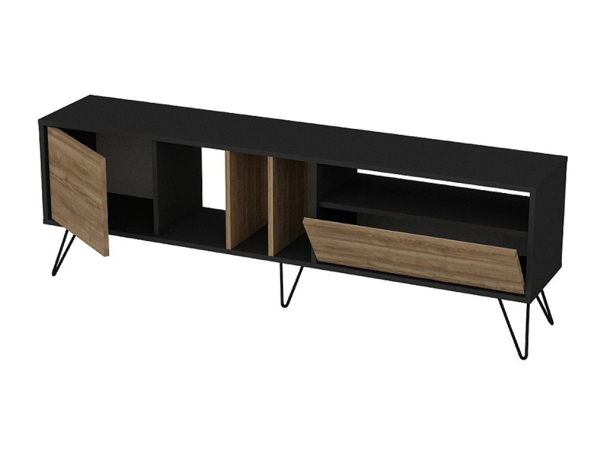 Industriële TV-meubel van Hout en Goud met Opbergruimte 180 cm