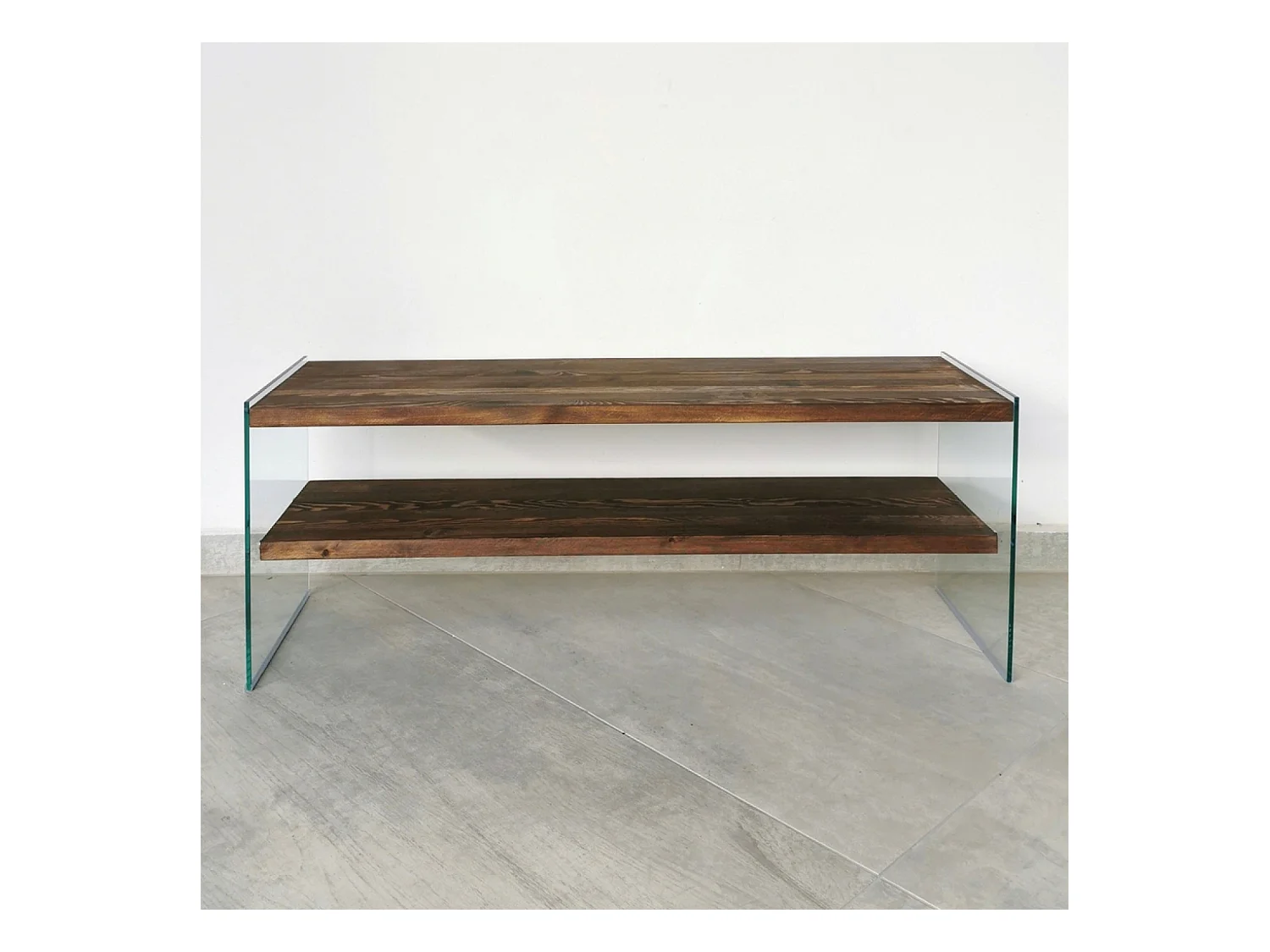 Meuble TV contemporain verre et bois 120 cm JOY