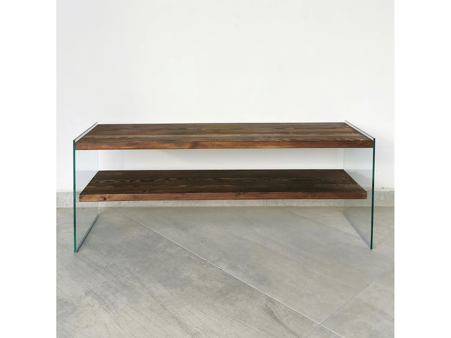 Meuble TV contemporain verre et bois 120 cm JOY