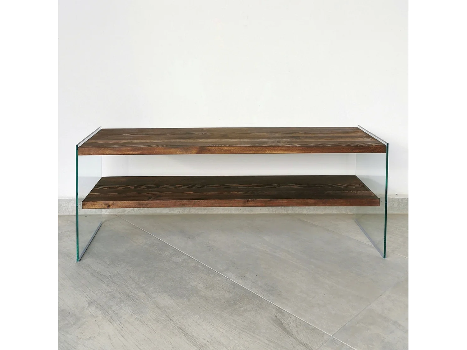 Meuble TV contemporain verre et bois 120 cm JOY