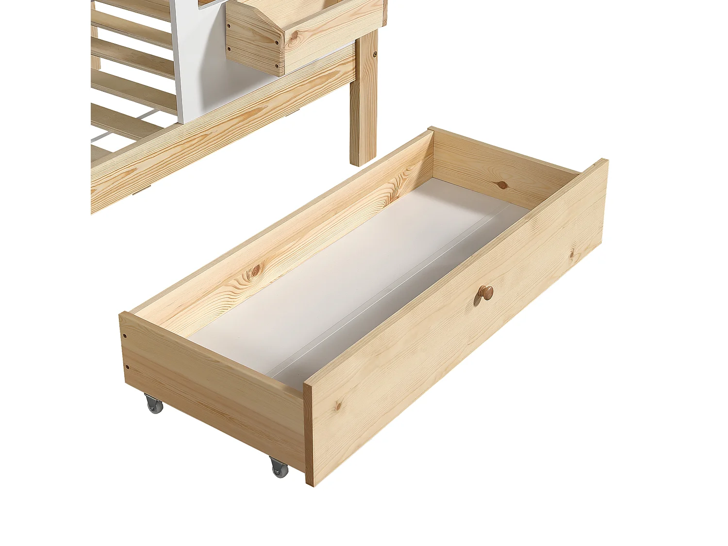 Litera de madera - 2x90x200 cm - con 2 cajones - Natural