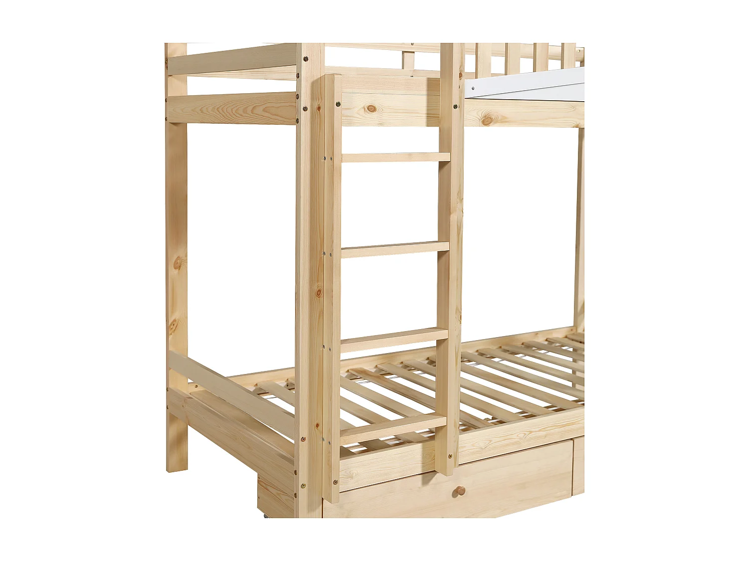 Litera de madera - 2x90x200 cm - con 2 cajones - Natural