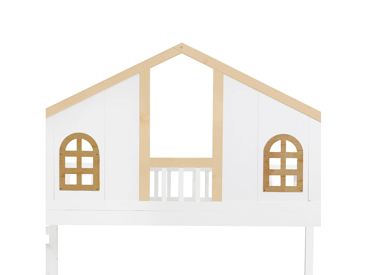 Łóżko piętrowe z schodami do przechowywania i 2 szufladami pod łóżkiem - 90x200 cm - z stelażem na listwach - Białe i Naturalne