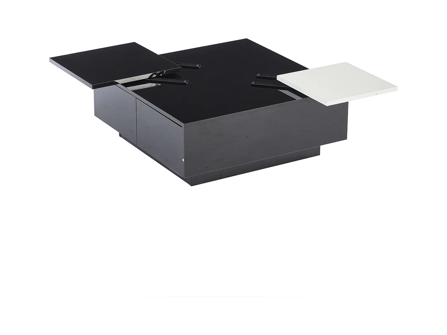 Table basse carré 75x75x33,5cm - avec 4 tiroirs - Noir