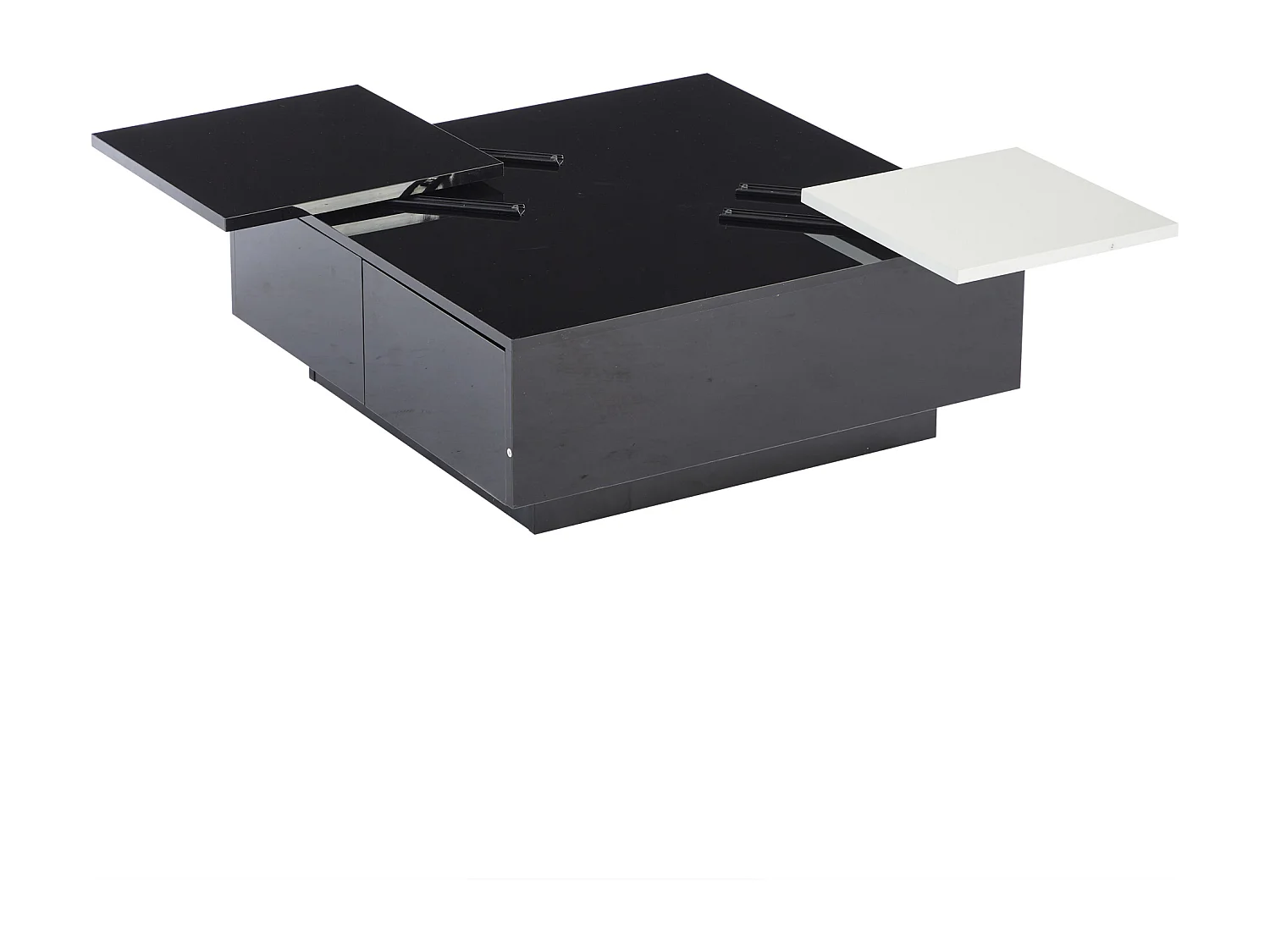 Tavolino quadrato 75x75x33,5 cm - con 4 cassetti - Nero