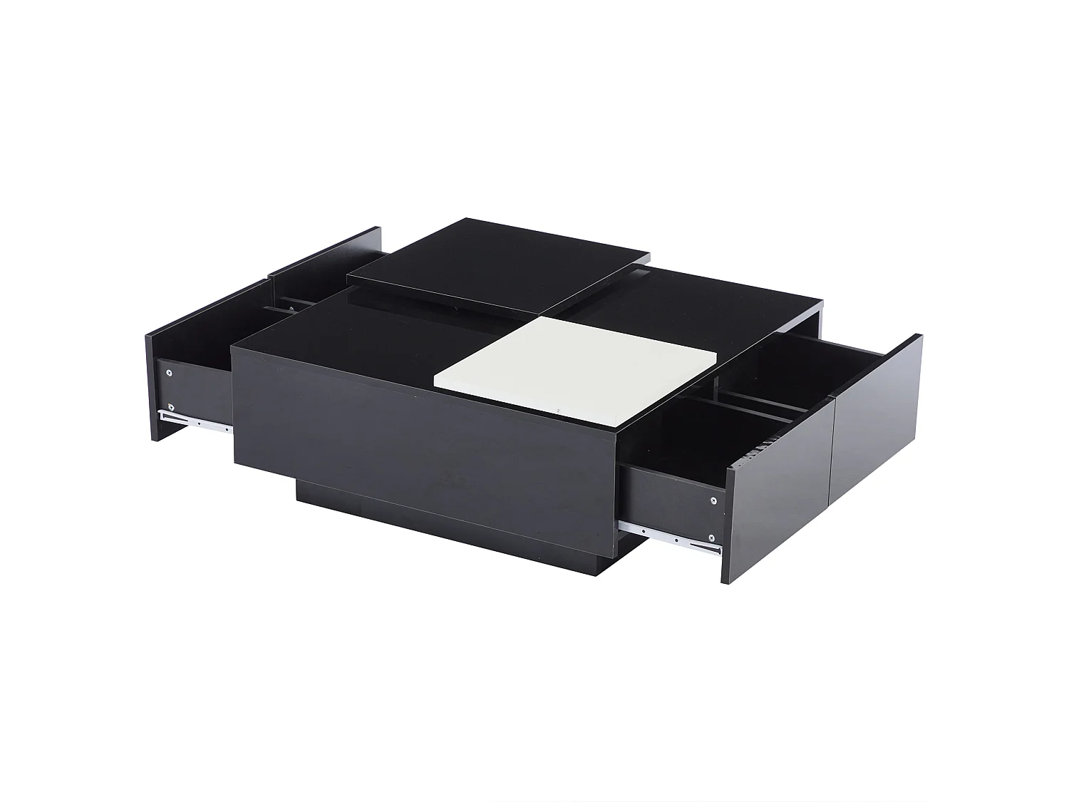 Tavolino quadrato 75x75x33,5 cm - con 4 cassetti - Nero