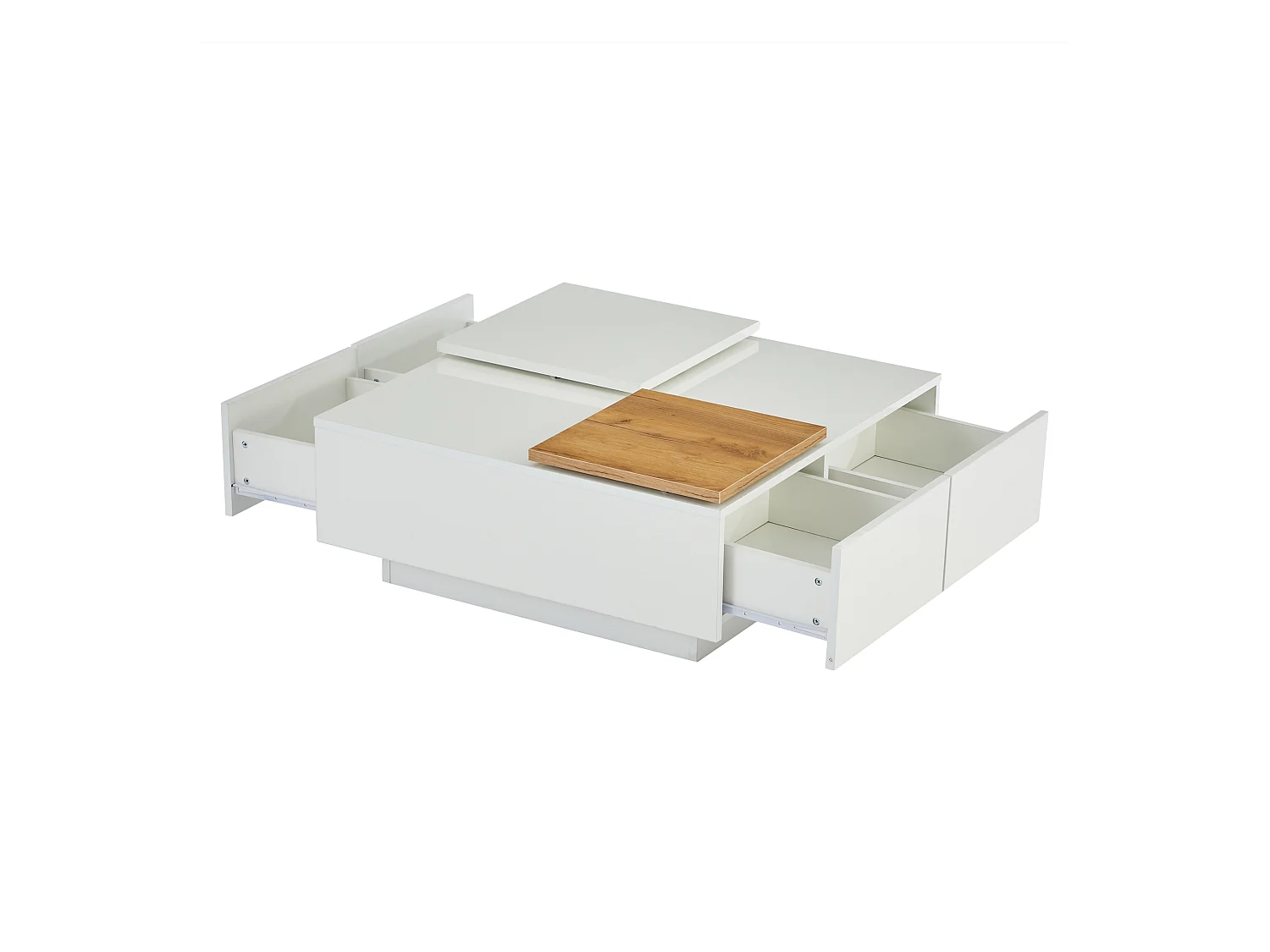 Table basse carré 75x75x33,5cm - avec 4 tiroirs - Blanc