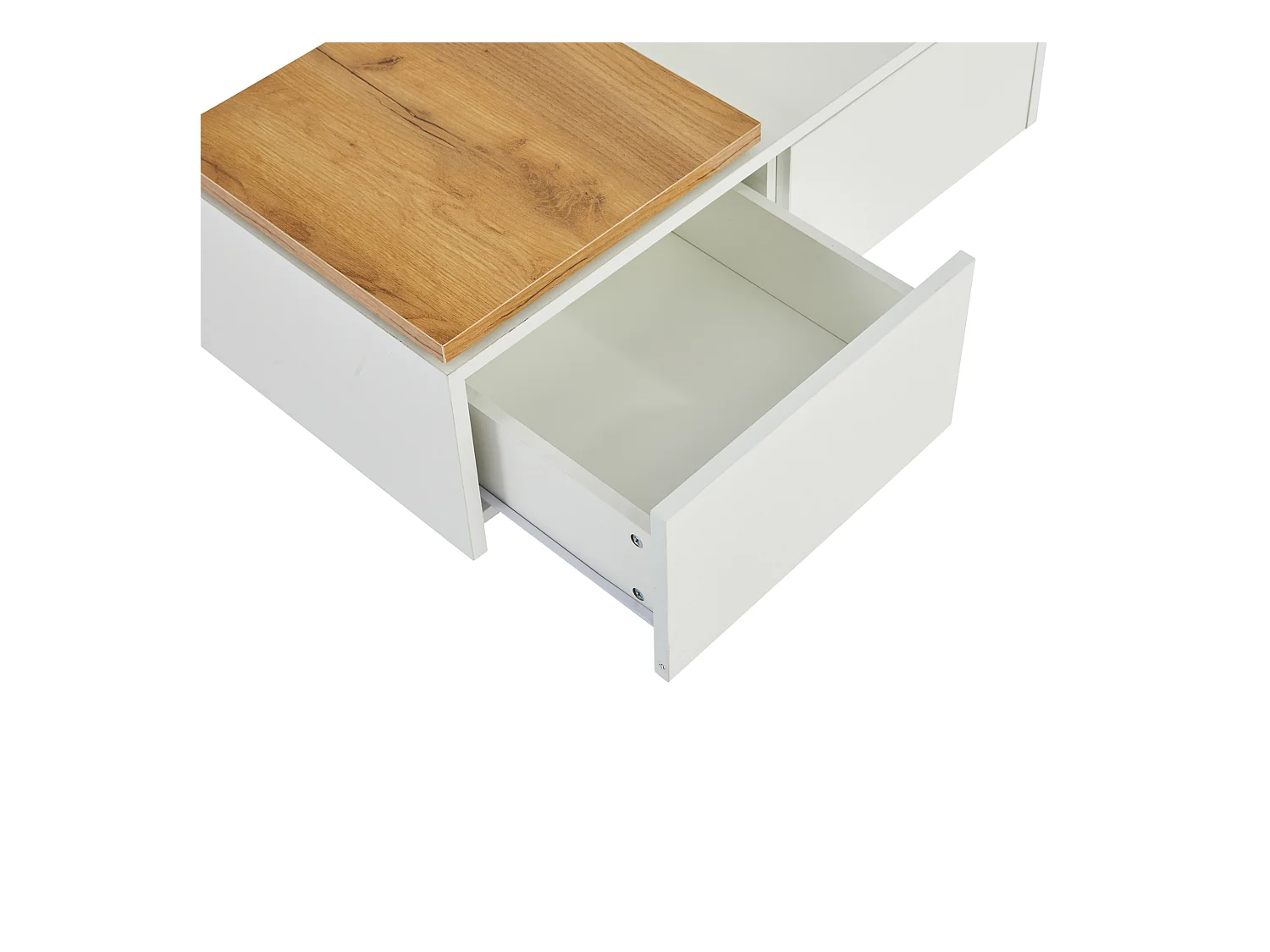 Table basse carré 75x75x33,5cm - avec 4 tiroirs - Blanc