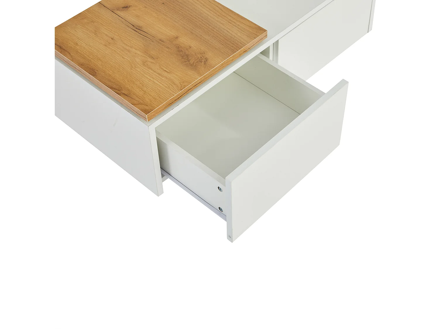 Table basse carré 75x75x33,5cm - avec 4 tiroirs - Blanc