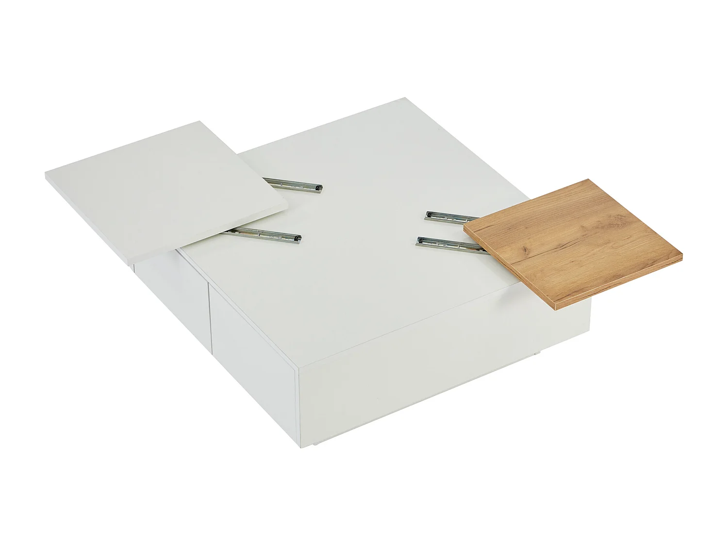 Table basse carré 75x75x33,5cm - avec 4 tiroirs - Blanc