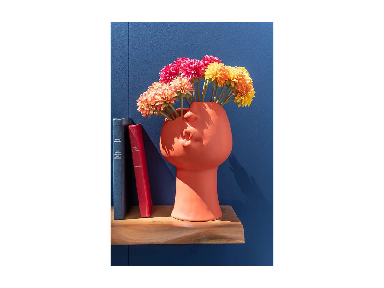 Macetero de porcelana ocre de 21x17x30 cm