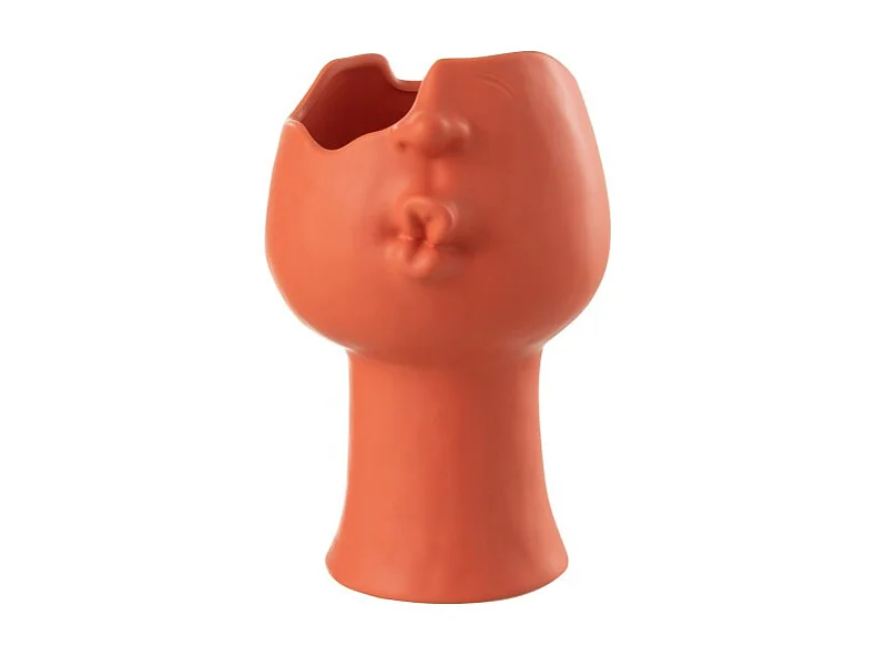 Macetero de porcelana ocre de 21x17x30 cm