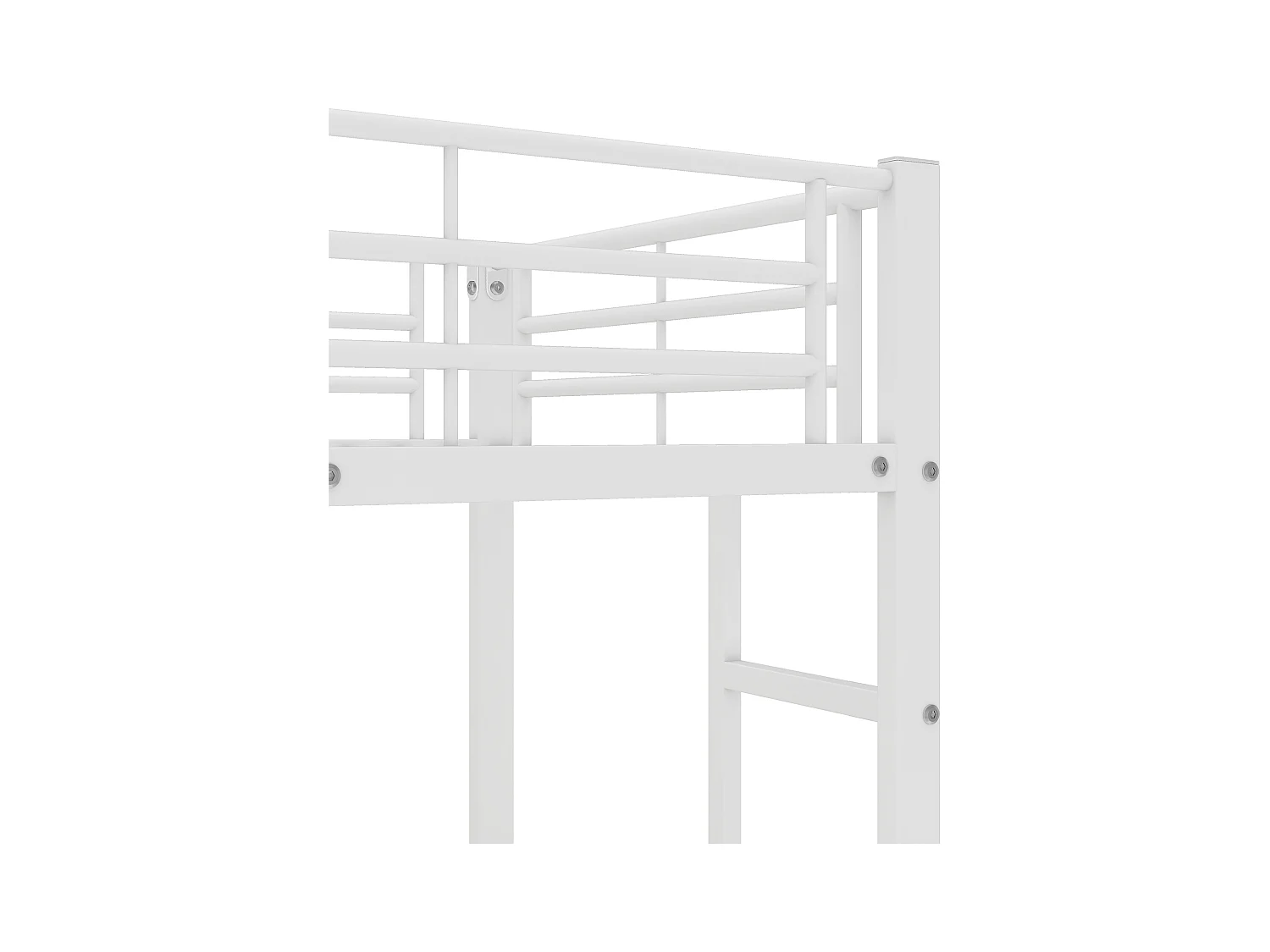 Lit mezzanine 90x200 cm - avec bureau et étagères - cadre en fer - Blanc