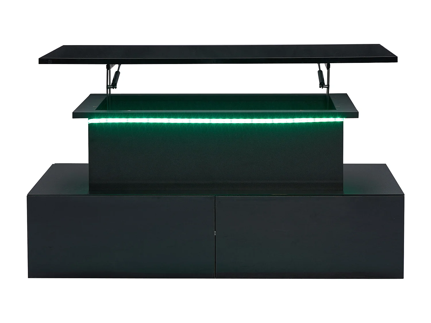 Table basse revelable avec LED - 4 tiroirs - Noir