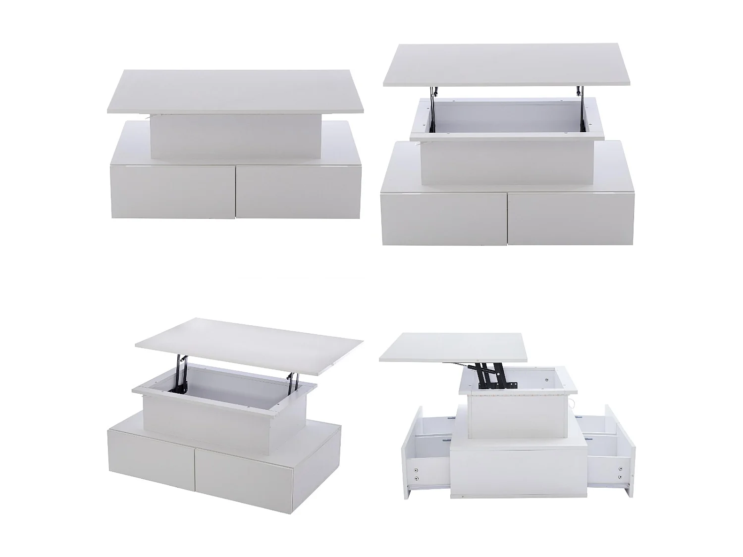 Mesa de centro Revelable con LED - 4 cajones - Blanco