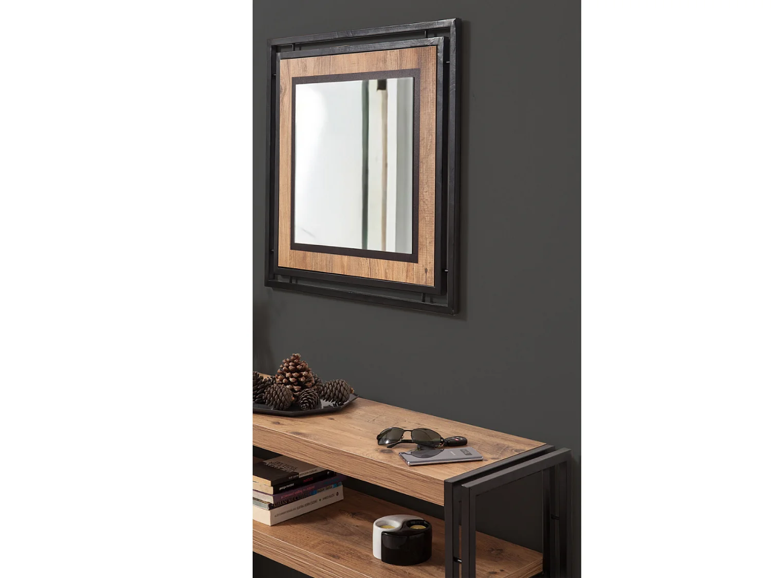 Console style industriel - bois et noir - 140 cm HANKO