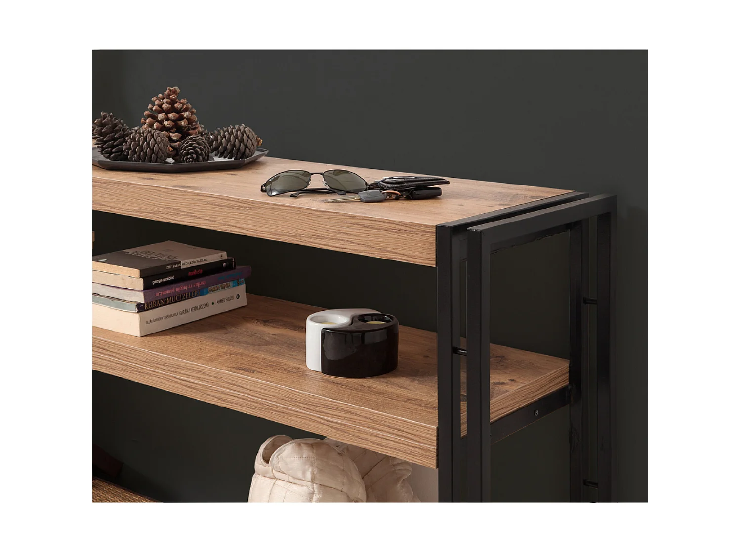 Console style industriel - bois et noir - 140 cm HANKO