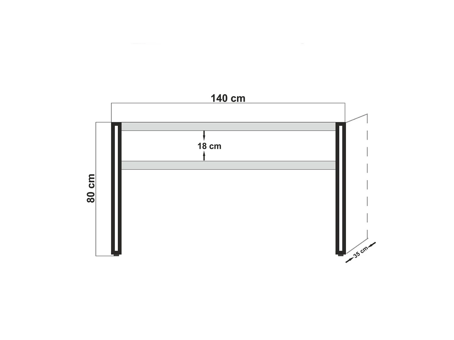Console style industriel - bois et noir - 140 cm HANKO