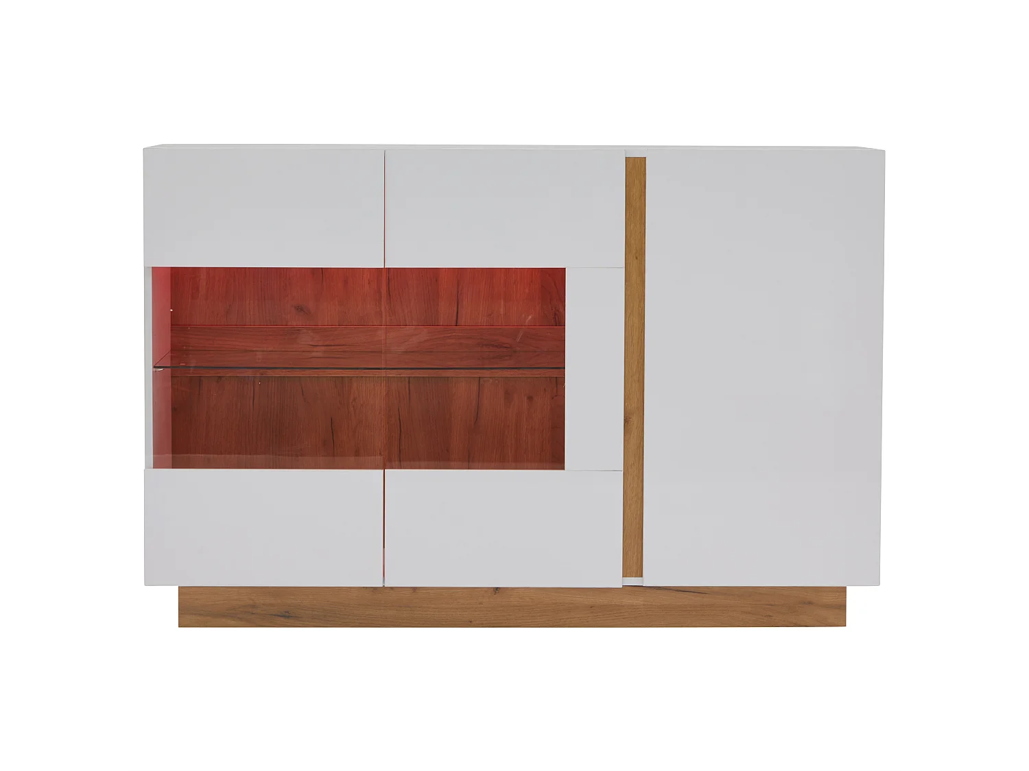 Buffet avec LED - 3 portes - en panneaux de particules - Blanc