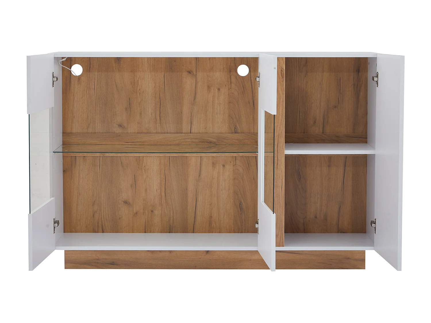 Buffet avec LED - 3 portes - en panneaux de particules - Blanc