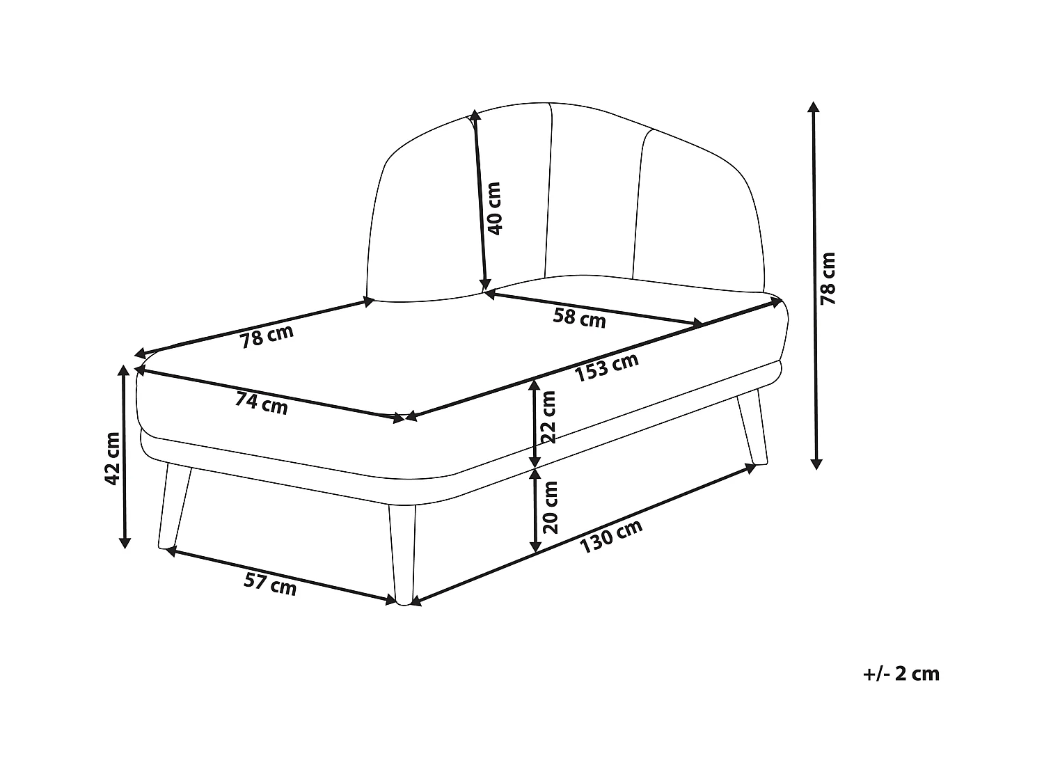 Chaise longue côté droit TANLAY Tissu Beige clair
