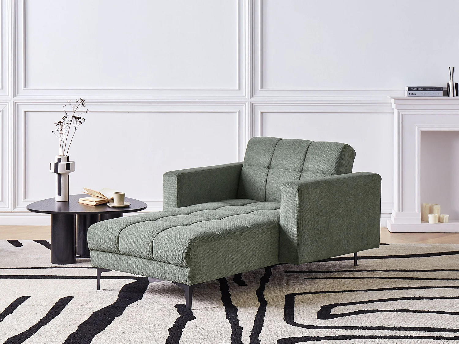 Chaise longue ALNES Stof Donkergroen