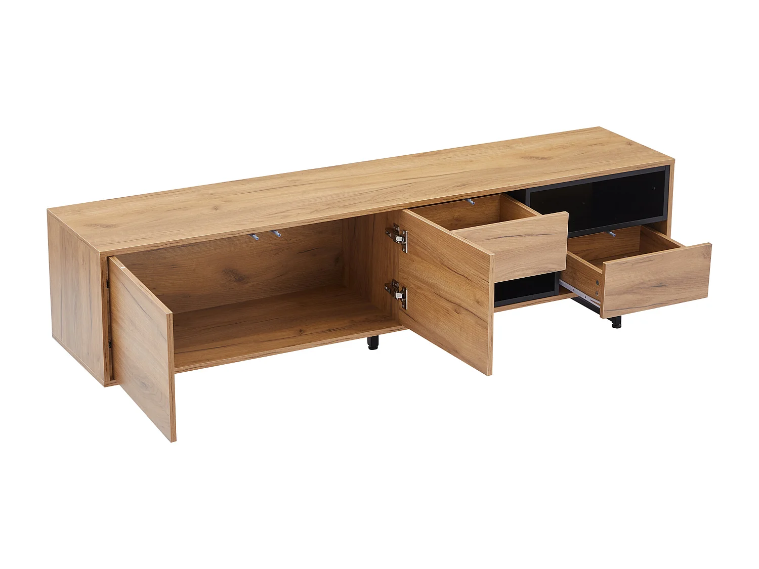 Mobile TV - con 2 cassetti 2 ante 2 vani a giorno - Naturale