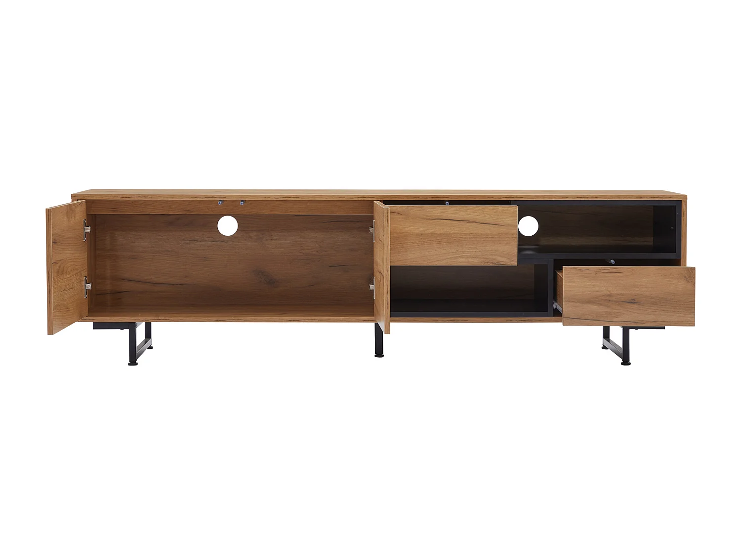 Mobile TV - con 2 cassetti 2 ante 2 vani a giorno - Naturale