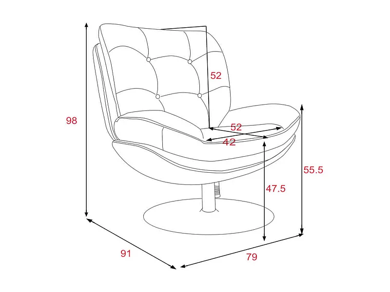 Fauteuil pivotant Magnum pied noir - Amadeus