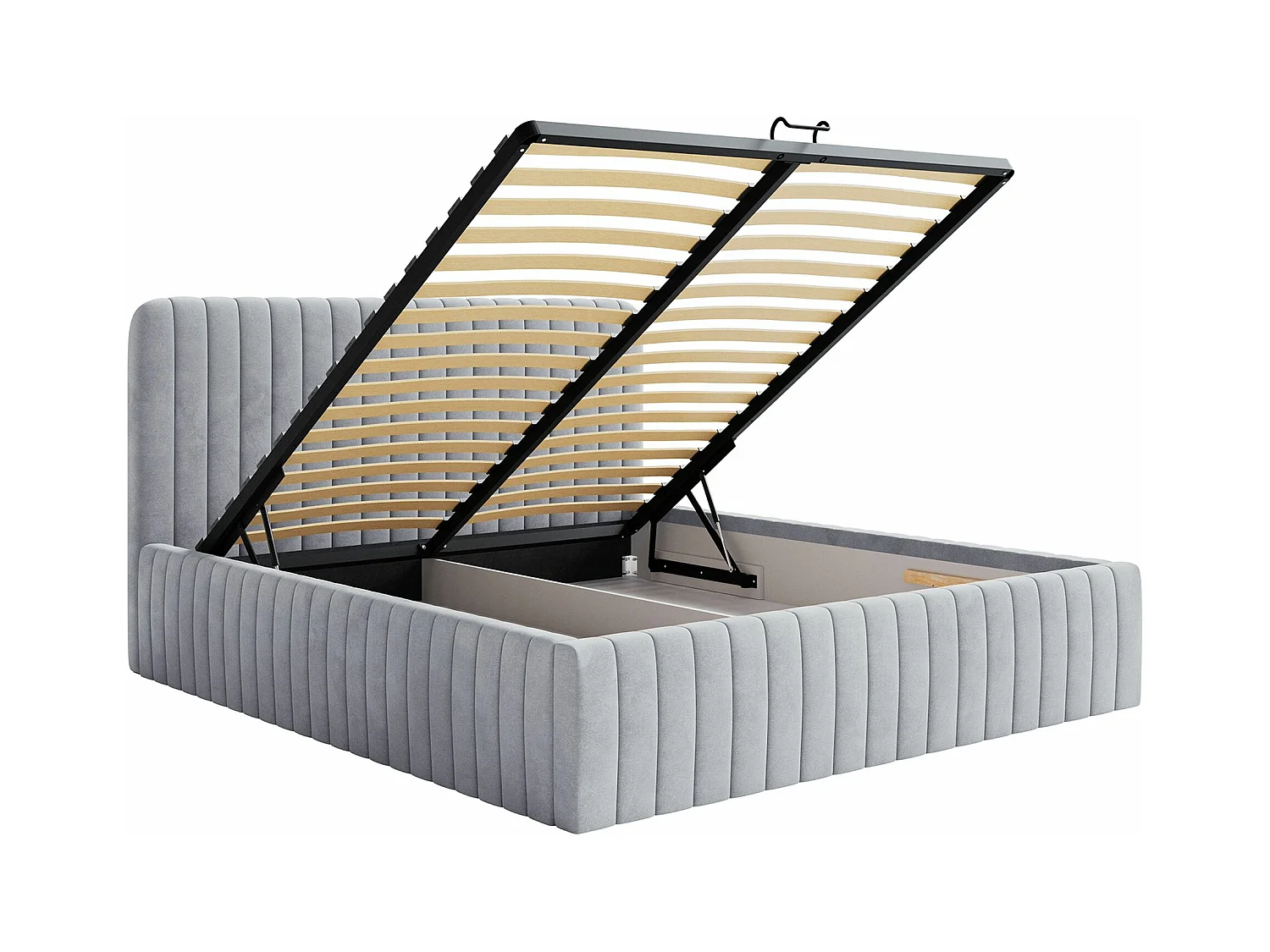 Polsterbett mit Samtbezug und Stauraum - Taubengrau - 180x200 cm - SALIANO