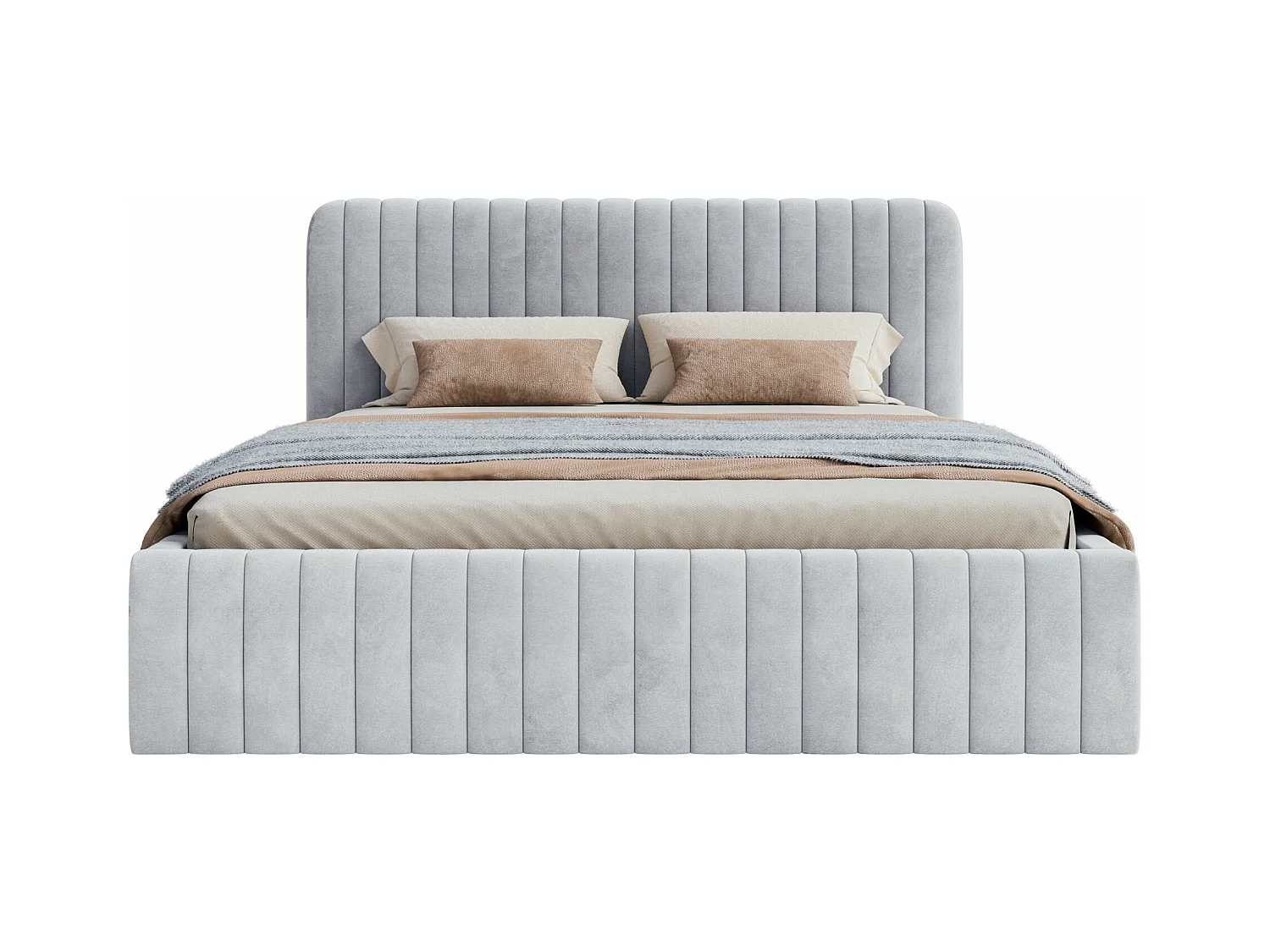 Polsterbett mit Samtbezug und Stauraum - Taubengrau - 180x200 cm - SALIANO