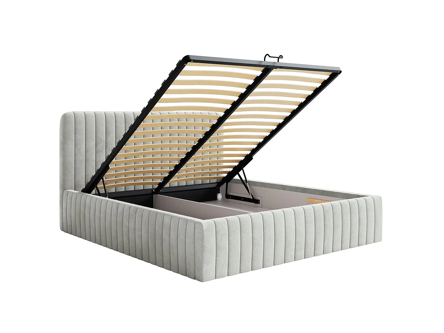 Tweepersoonsbed gestoffeerd - 180x200 cm - in grijs fluweel - SALIANO