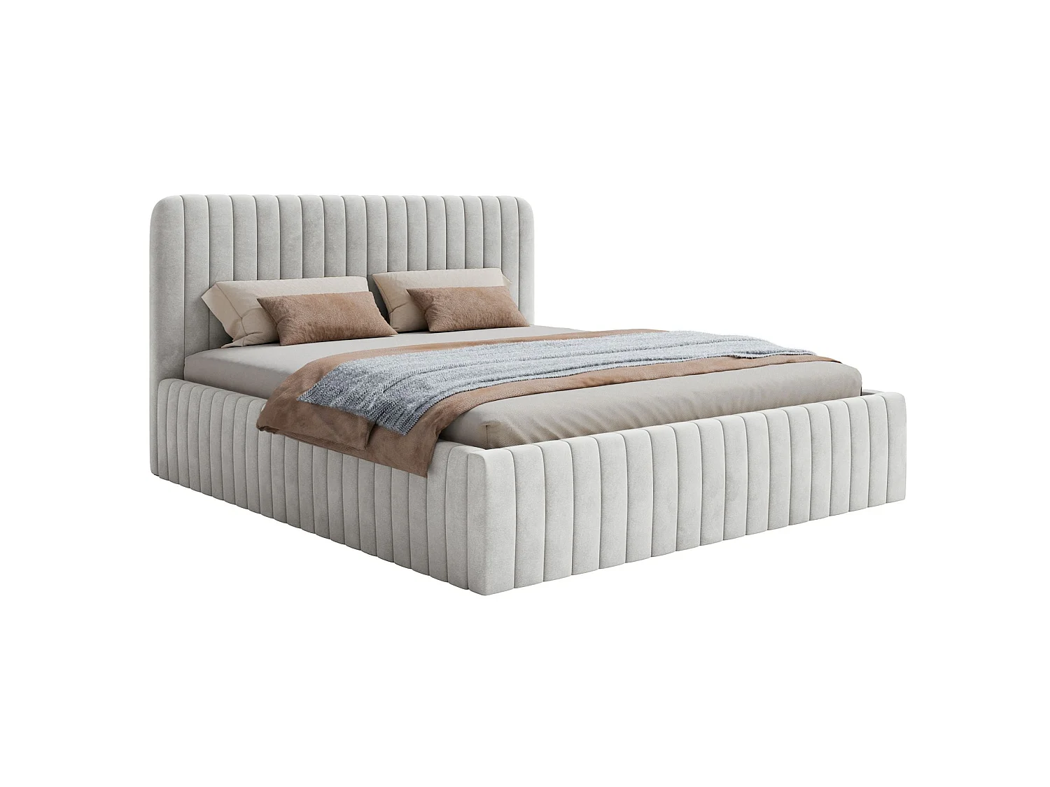 Tweepersoonsbed gestoffeerd - 180x200 cm - in grijs fluweel - SALIANO