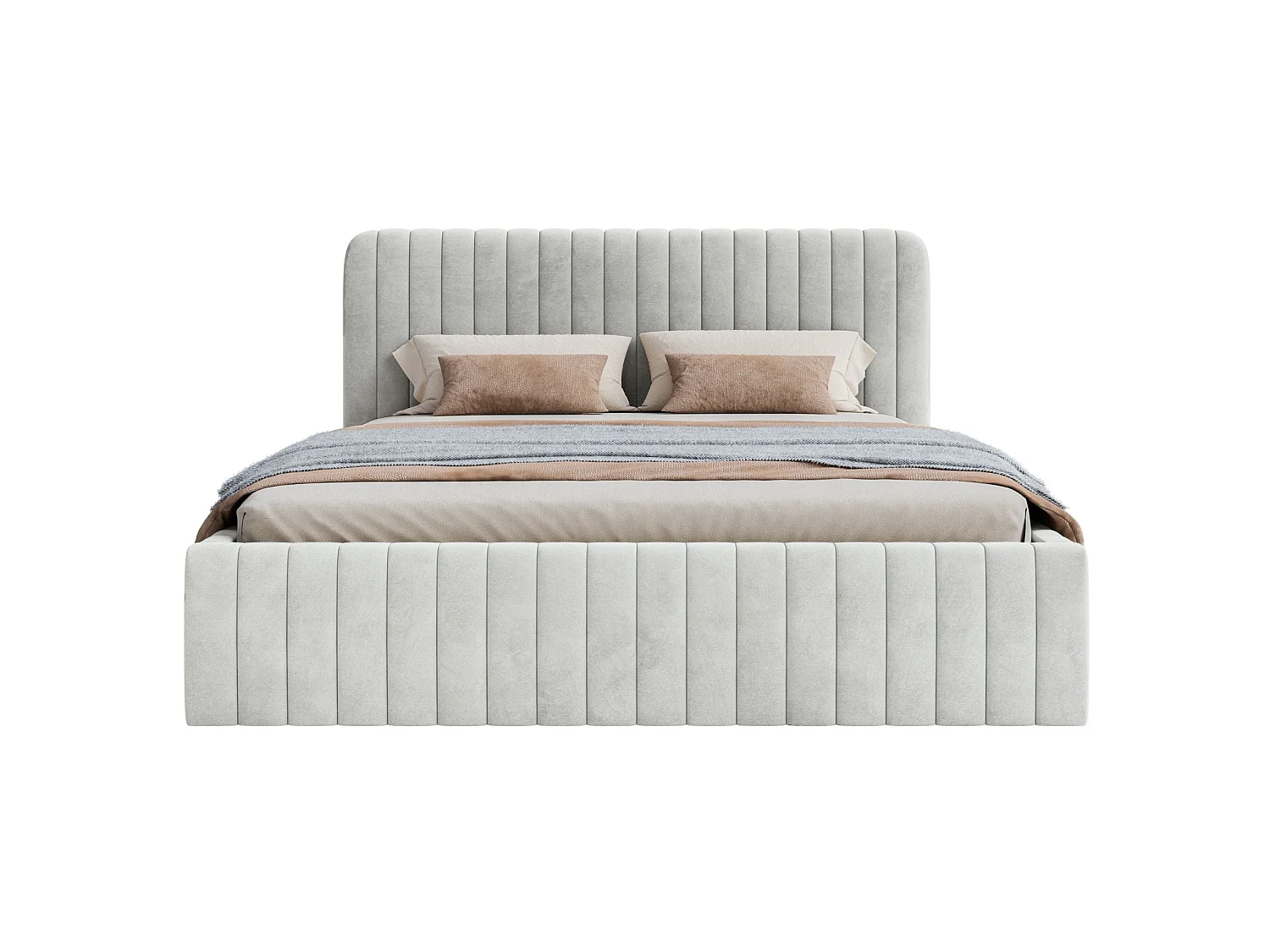 Tweepersoonsbed gestoffeerd - 180x200 cm - in grijs fluweel - SALIANO
