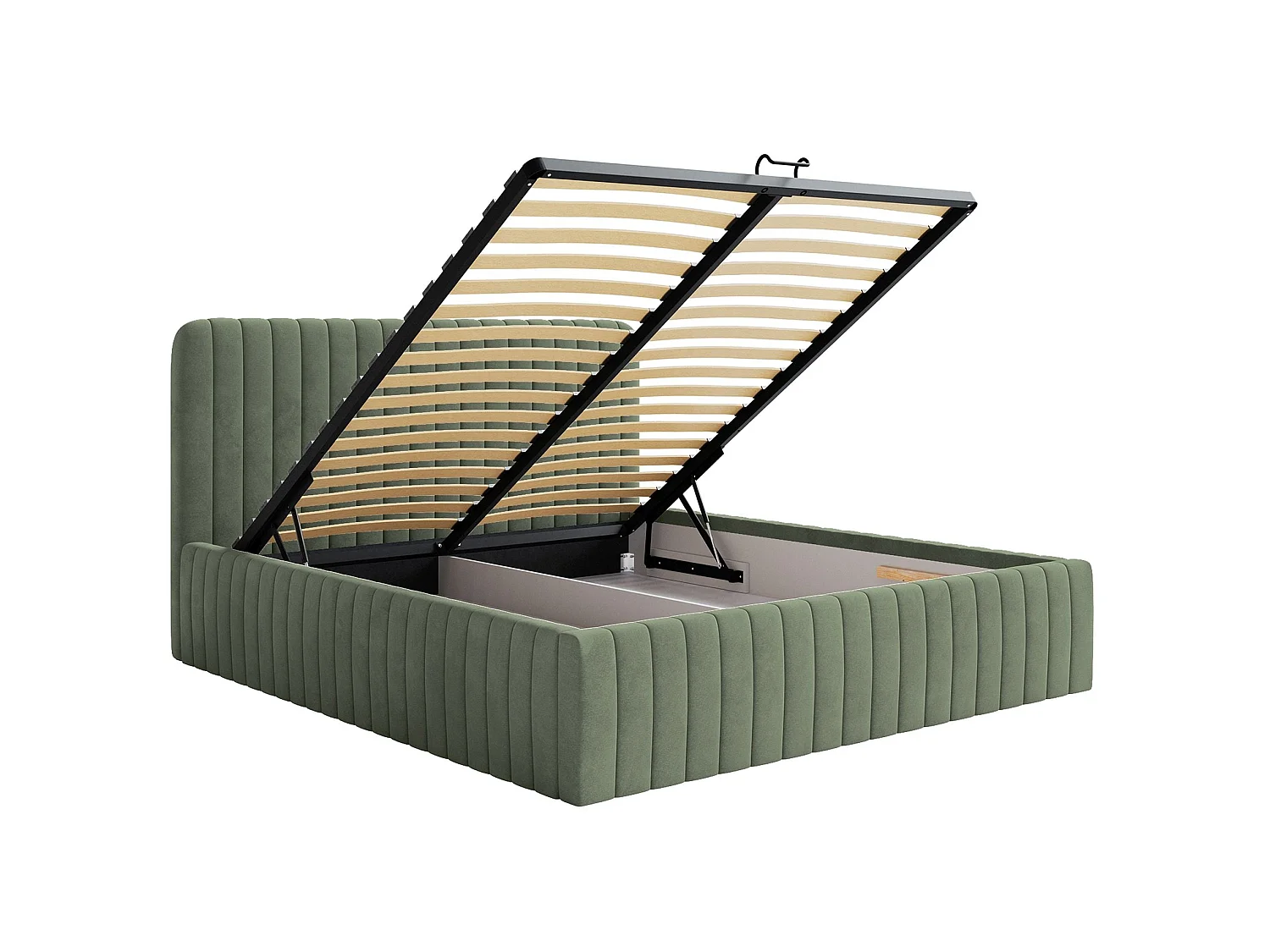 Tweepersoonsbed gestoffeerd - 180x200 cm - in donkergroen fluweel - SALIANO