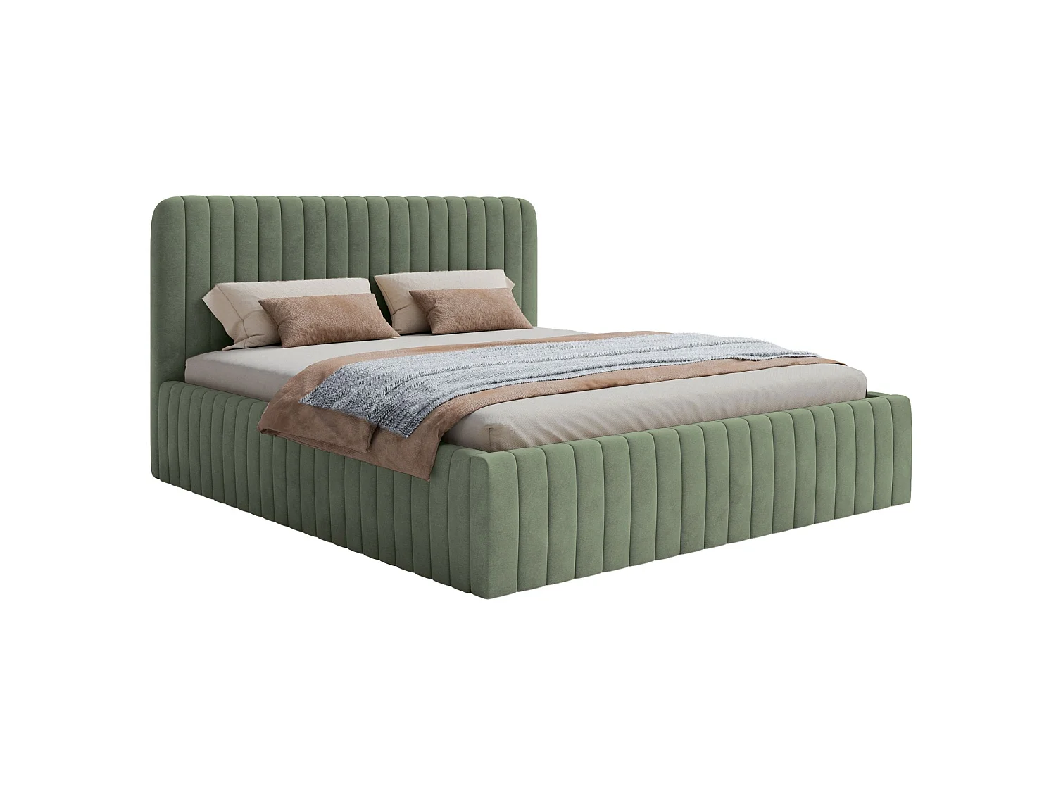 Tweepersoonsbed gestoffeerd - 180x200 cm - in donkergroen fluweel - SALIANO