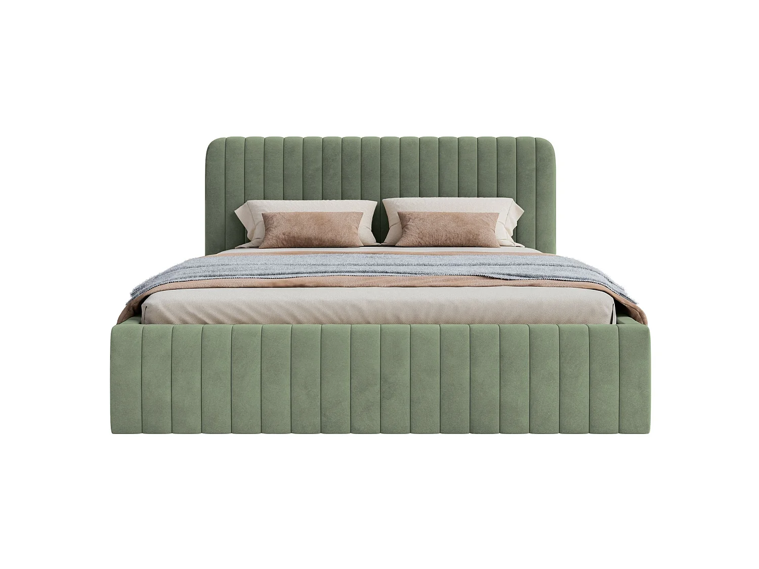 Tweepersoonsbed gestoffeerd - 180x200 cm - in donkergroen fluweel - SALIANO