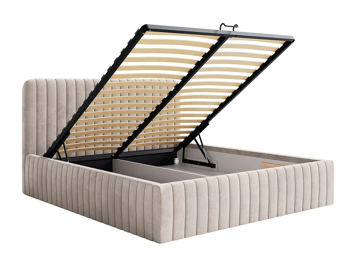 Tweepersoonsbed gestoffeerd - 160x200 cm - in greige fluweel - SALIANO