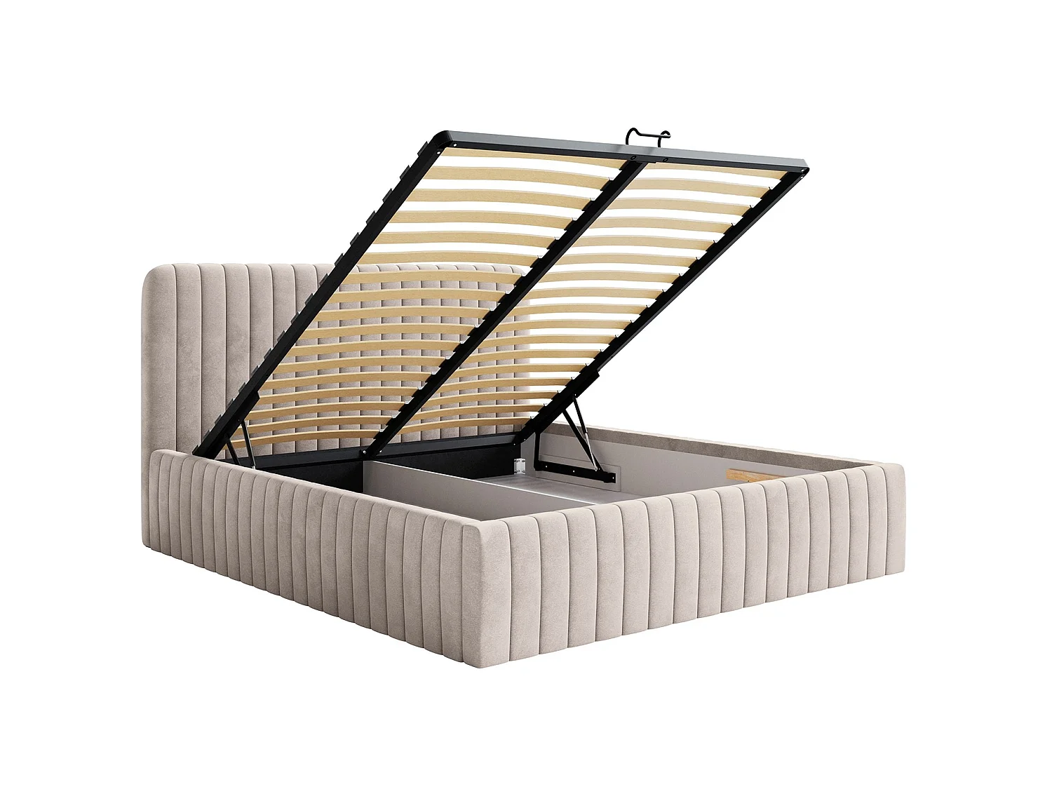 Tweepersoonsbed gestoffeerd - 180x200 cm - in greige fluweel - SALIANO