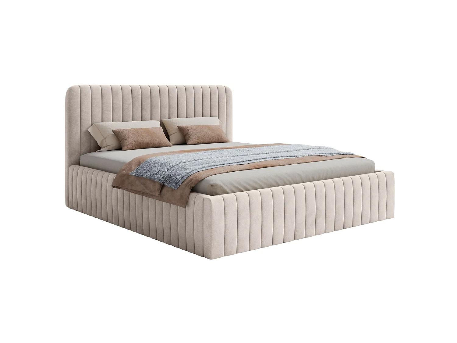 Tweepersoonsbed gestoffeerd - 180x200 cm - in greige fluweel - SALIANO