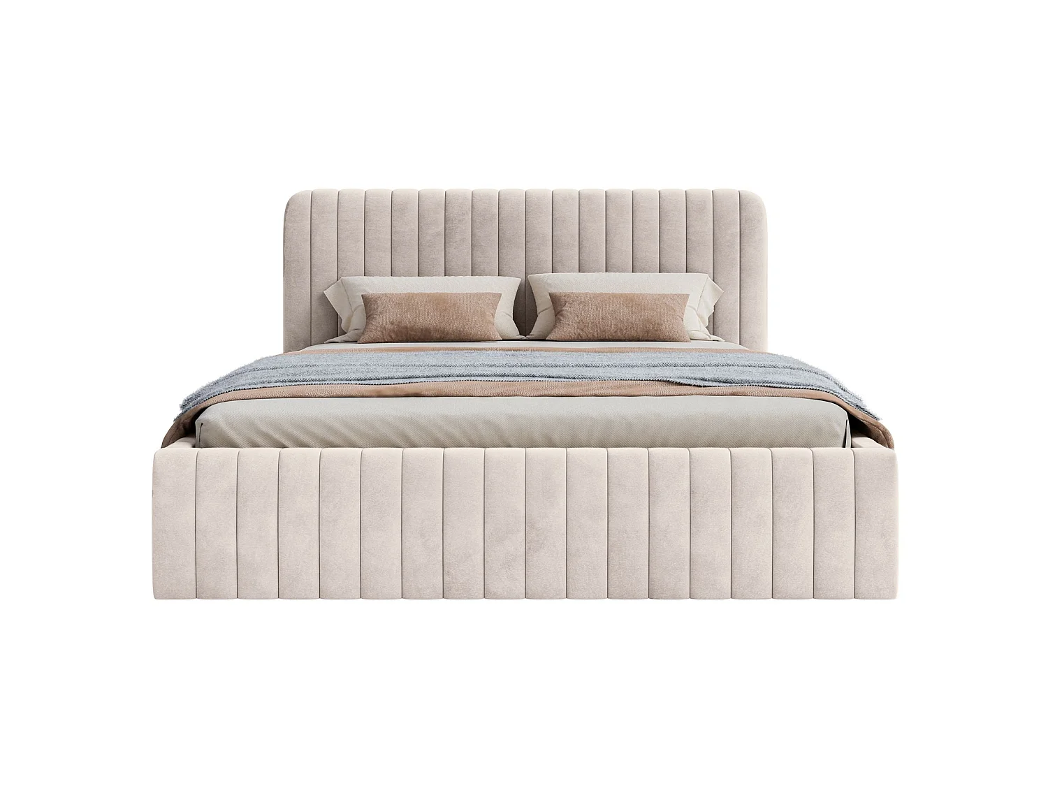 Tweepersoonsbed gestoffeerd - 180x200 cm - in greige fluweel - SALIANO