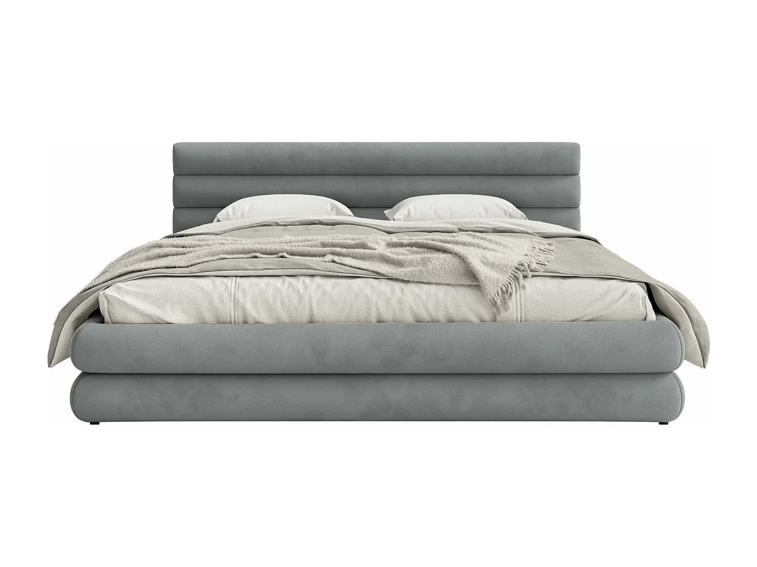 Polsterbett mit wasserfestem Samtbezug und Stauraum – Grau – 180x200 cm – ALEGRE