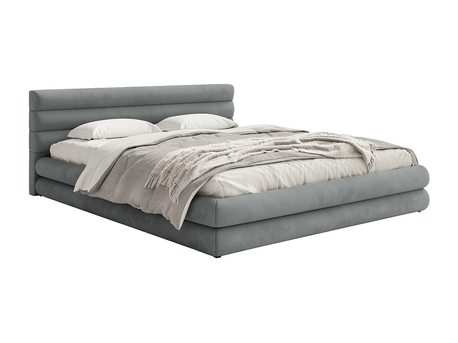 Opbergbed - 180x200 cm - in grijs waterafstotend fluweel - ALEGRE