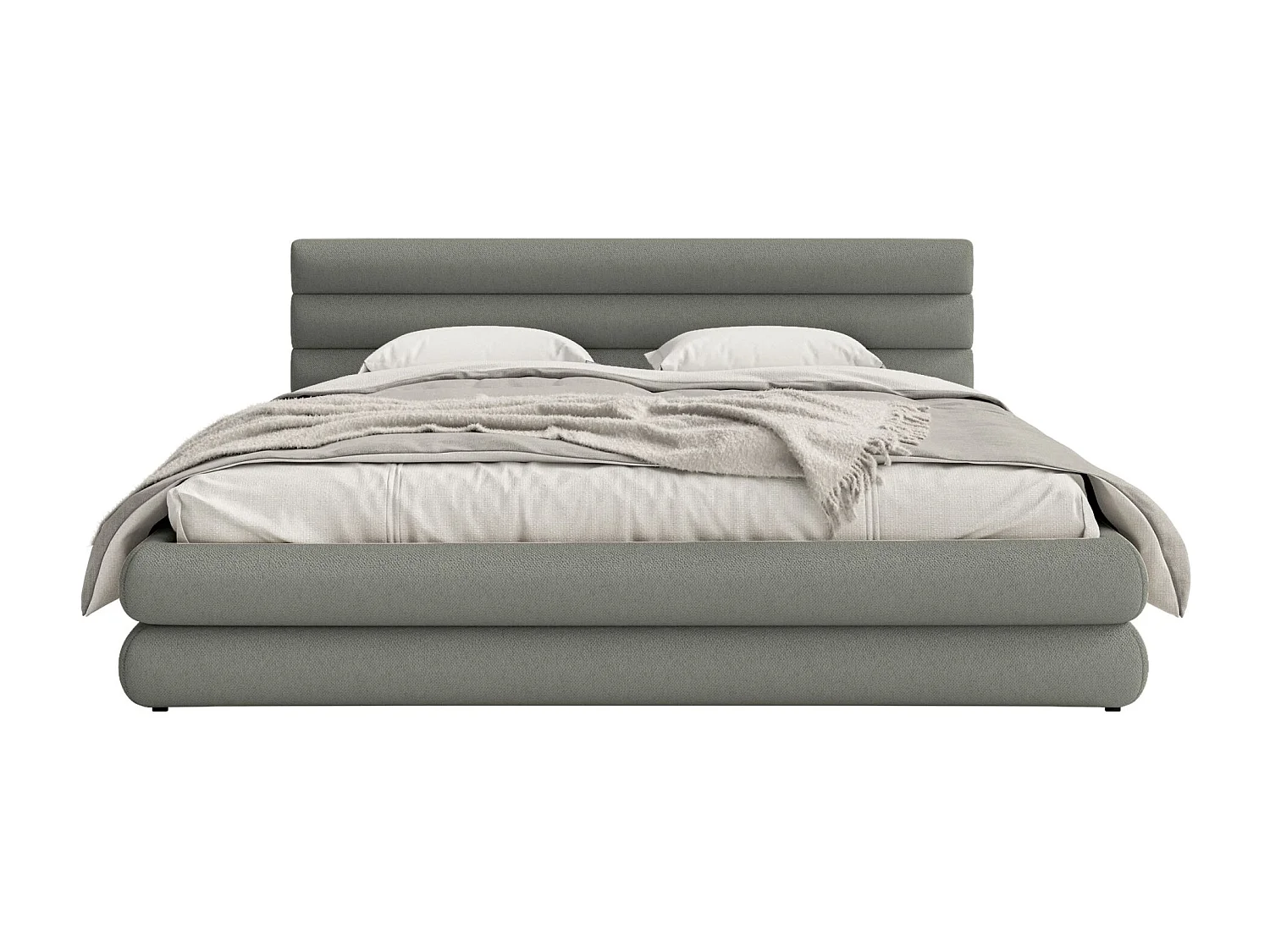 Polsterbett mit Chenille-Bezug und Stauraum – Grau – 140x200 cm – ALEGRE