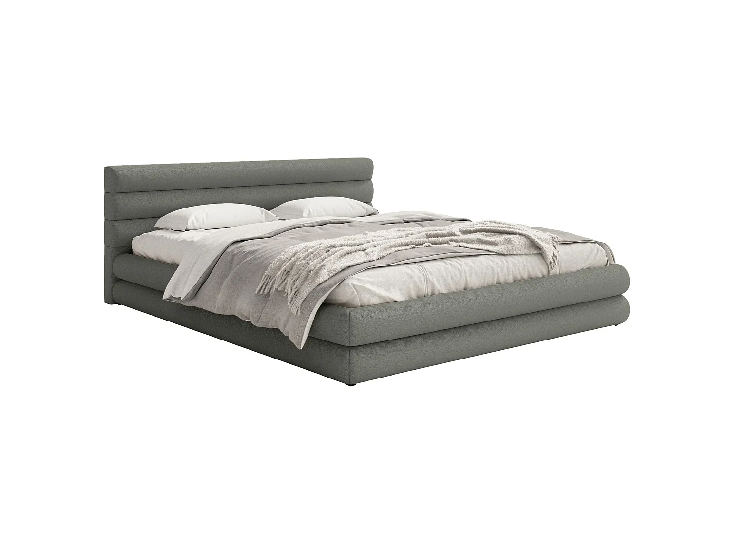 Opbergbed - 140x200 cm - in grijze chenillestof - ALEGRE