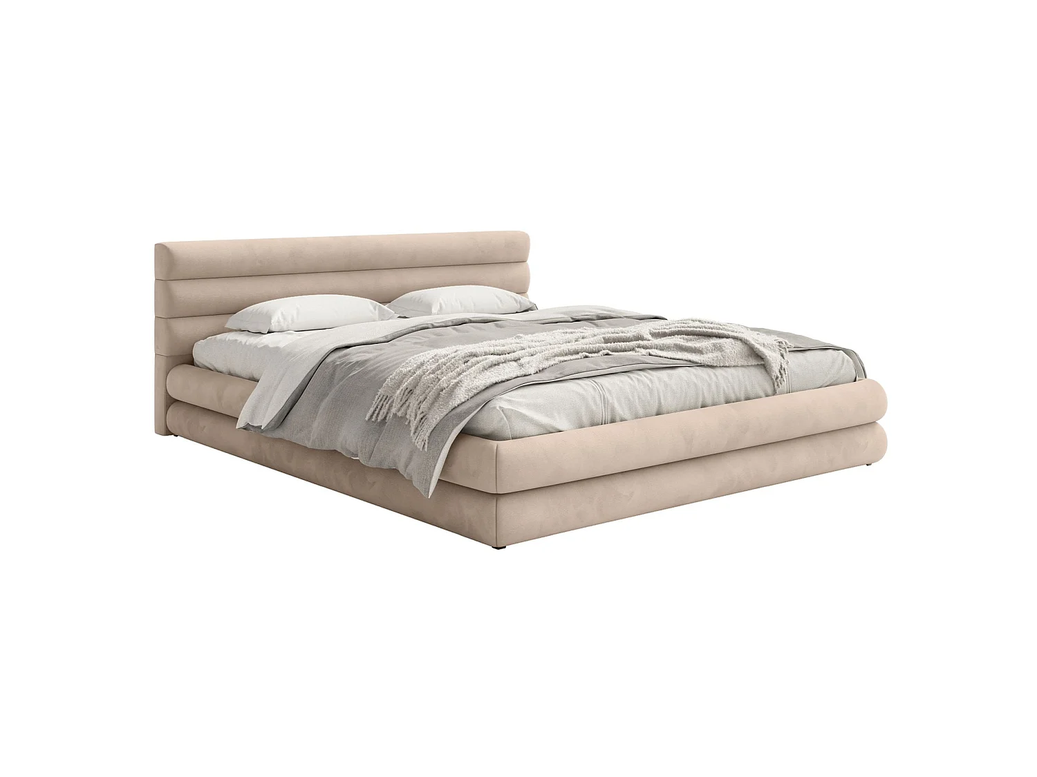 Opbergbed - 140x200 cm - in beige waterafstotend fluweel - ALEGRE