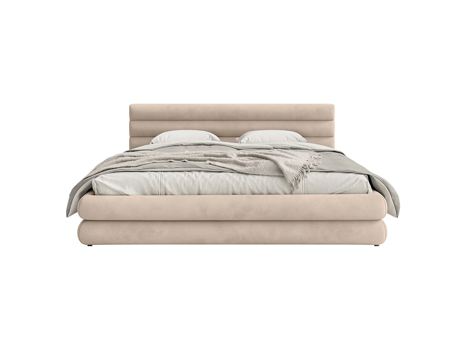 Opbergbed - 140x200 cm - in beige waterafstotend fluweel - ALEGRE
