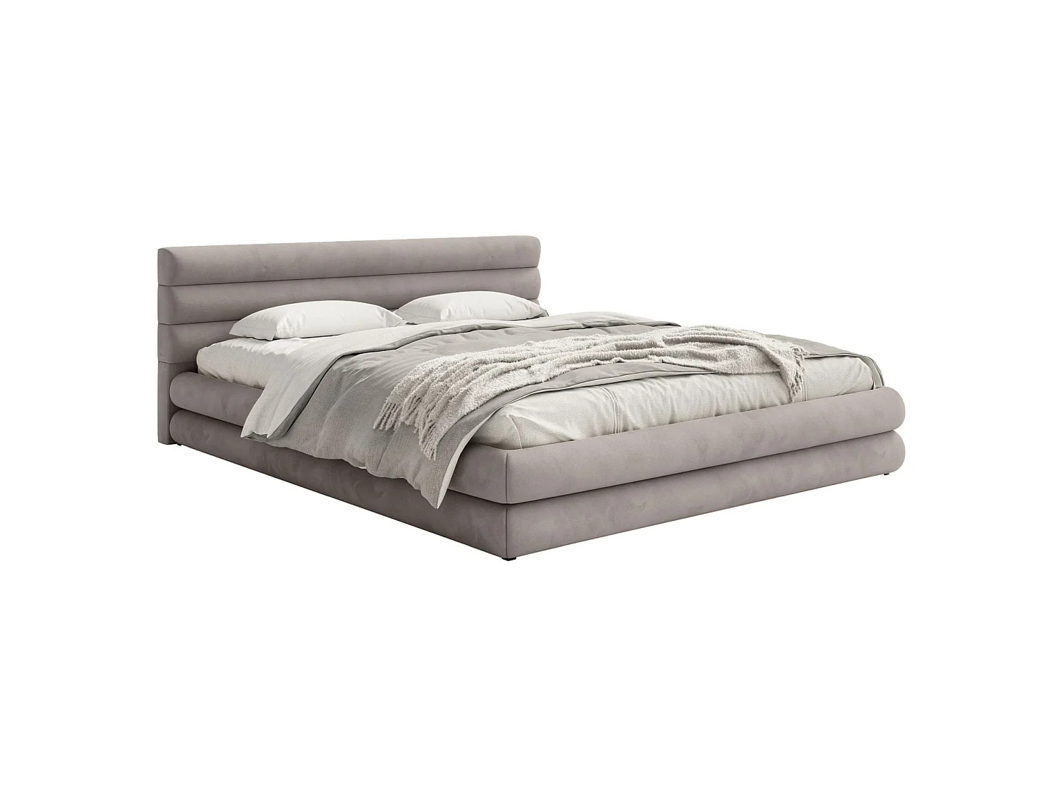Polsterbett mit wasserfestem Samtbezug und Stauraum – Hellgrau – 160x200 cm – ALEGRE