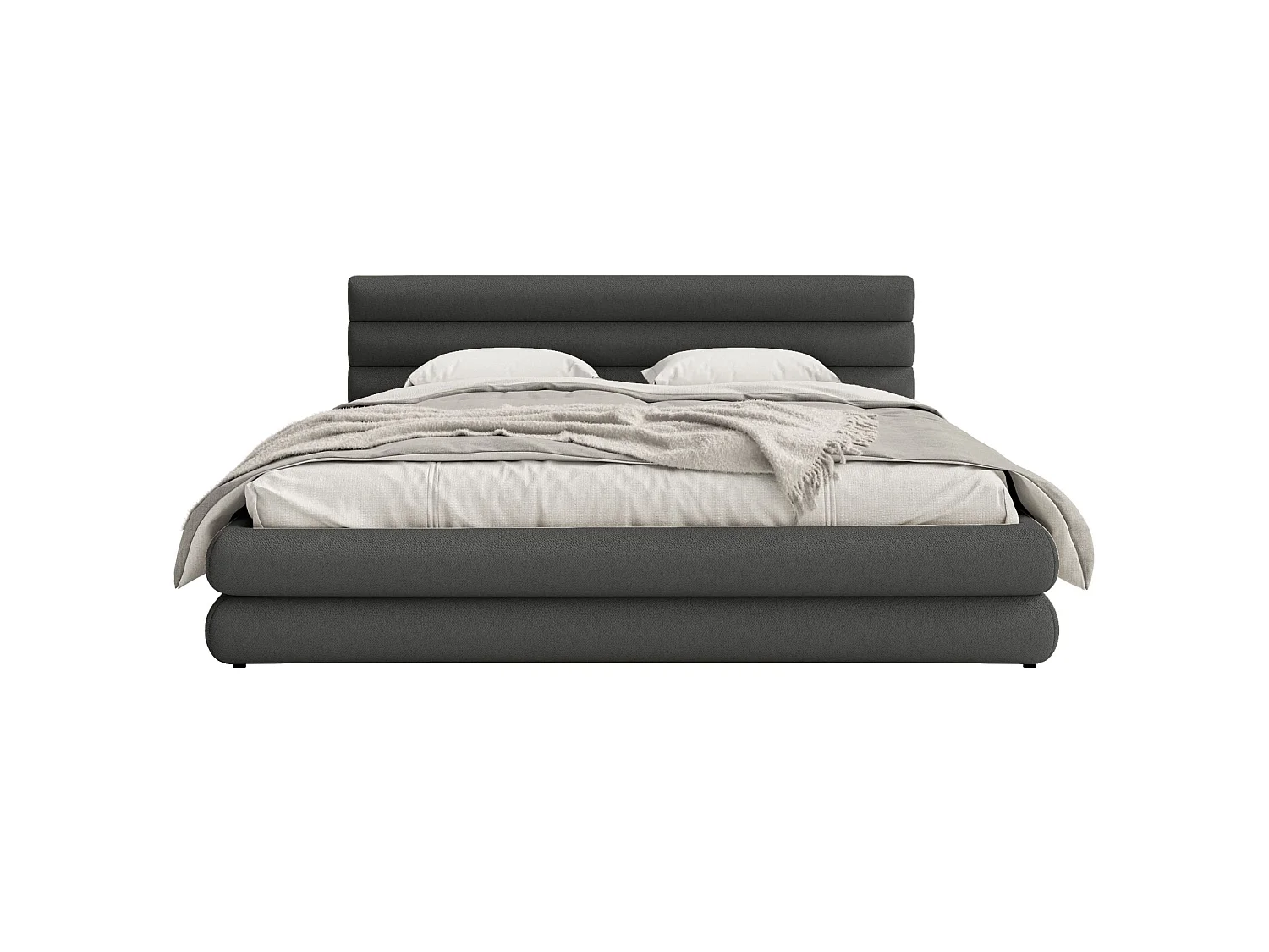 Polsterbett mit Chenille-Bezug und Stauraum – Grafit – 140x200 cm – ALEGRE