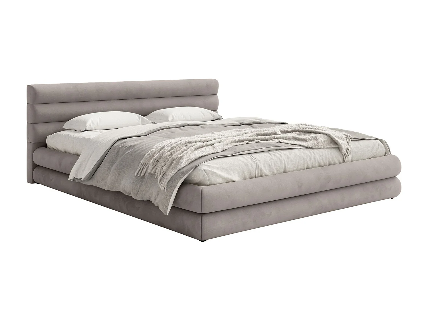 Opbergbed - 140x200 cm - in lichtgrijs waterafstotend fluweel - ALEGRE